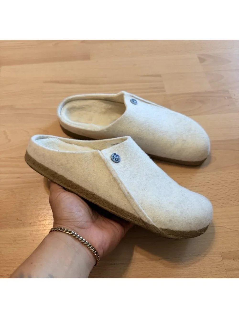 BIRKENSTOCK  Zermatt  Genuine Shearling Lined Ivory Slipper Size 41 L 10